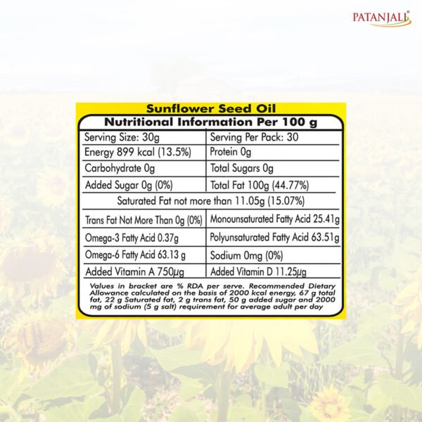 Patanjali Sunflower Oil (Pouch)  1 ltr - Image 4