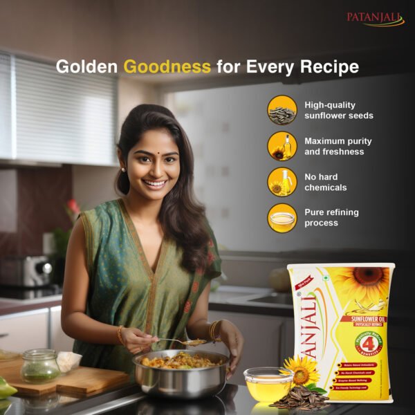Patanjali Sunflower Oil (Pouch)  1 ltr - Image 3