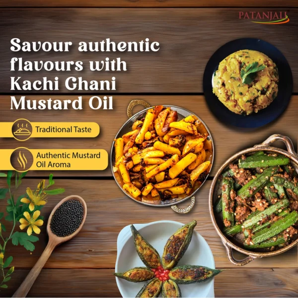 Patanjali Kachi Ghani Mustard Oil 1L - Image 3