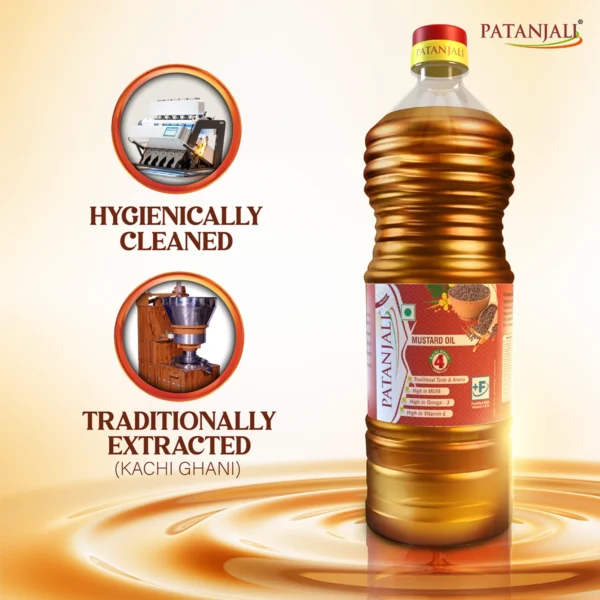Patanjali Kachi Ghani Mustard Oil 1L - Image 4
